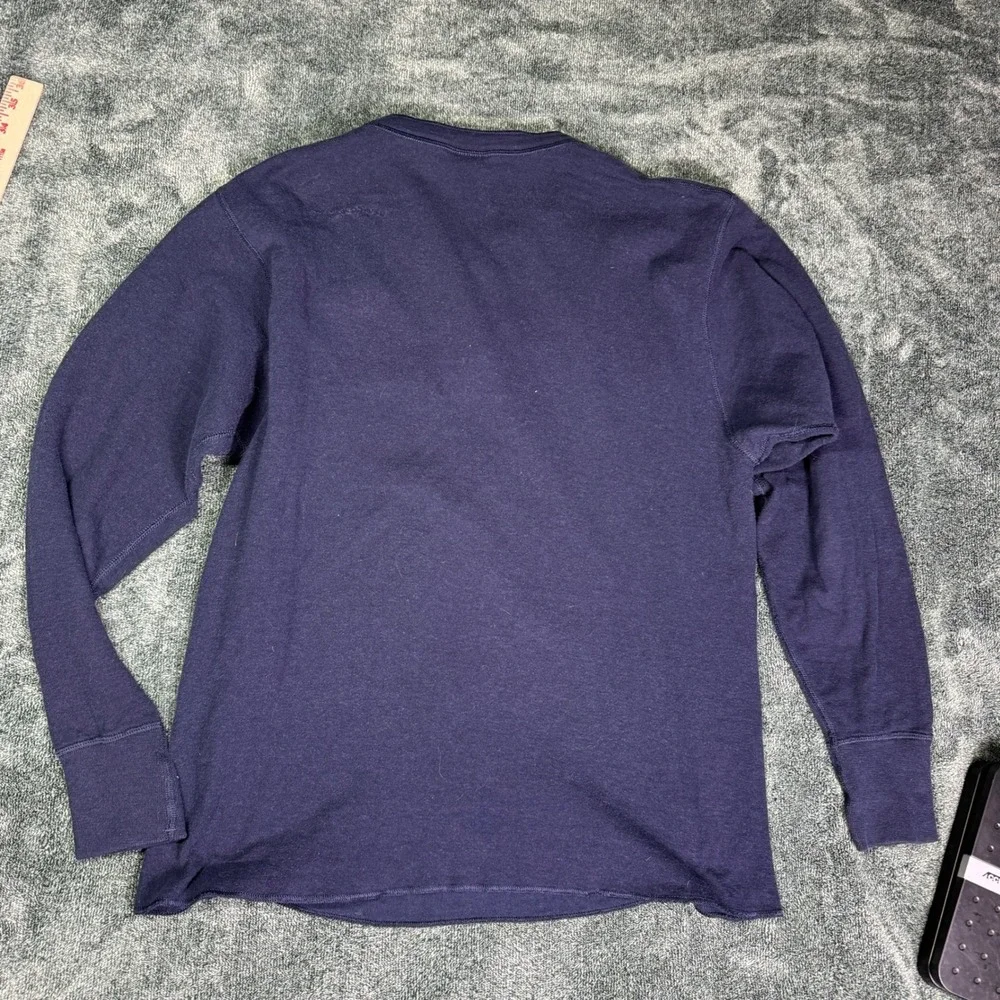 Vintage L.L. Bean River Driver Shirt Mens Medium Made in USA Navy Wool Henley